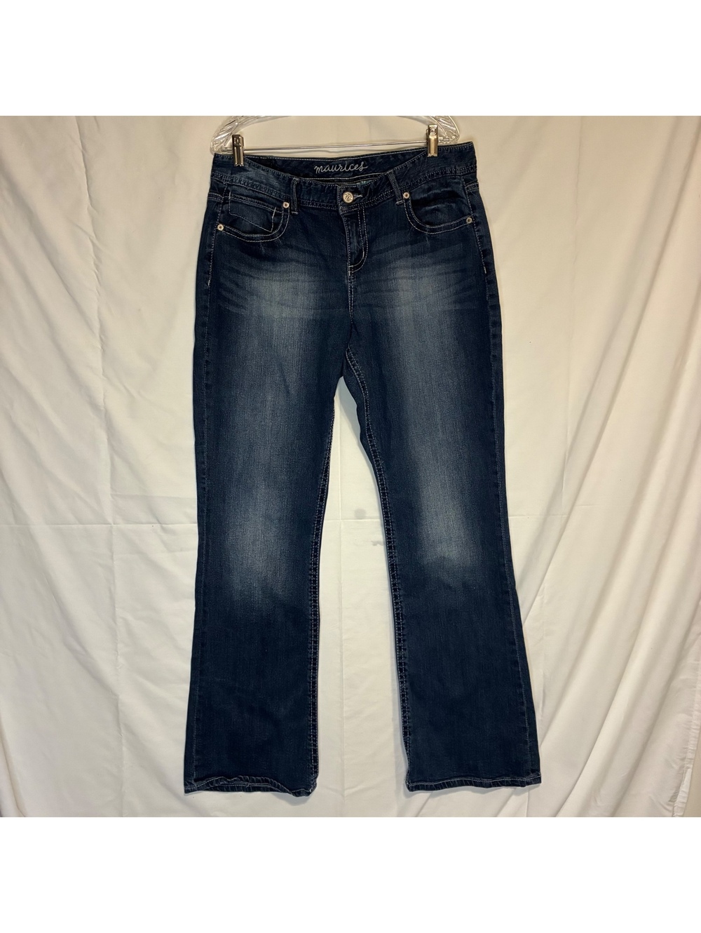 Maurices Women's Bootcut Jeans Mid Rise Dark Wash Stretch Blue Denim Size 13/14